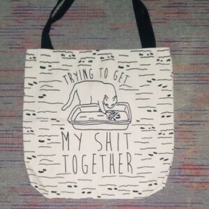 Black and White Cat Print Tote Bag